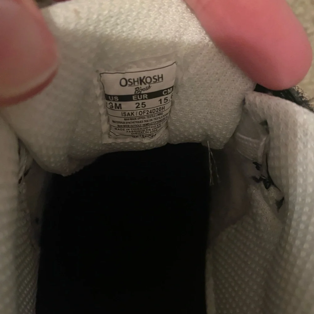 OshKosh B'gosh Kids Black and White Velcro Sneakers - Picture 3 of 3